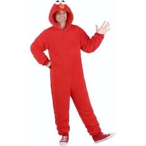 Sesame Street Elmo Loves You Adult Fleece Pajama Costume L XL Red Jumpsuit Party